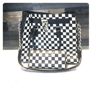 Michael Kors Checkered Hamilton and Clutch Wallet